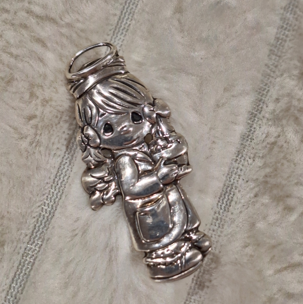 Precious Moments Angel Sterling Silver Pin Brooch 925 Vintage